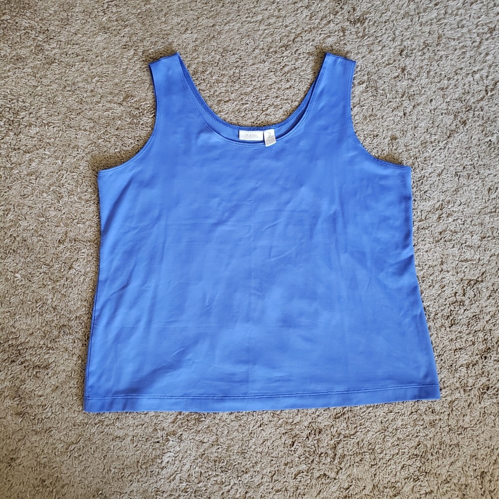 Chicos Microfiber Stretch Tank Brite Blue Sz 3 16